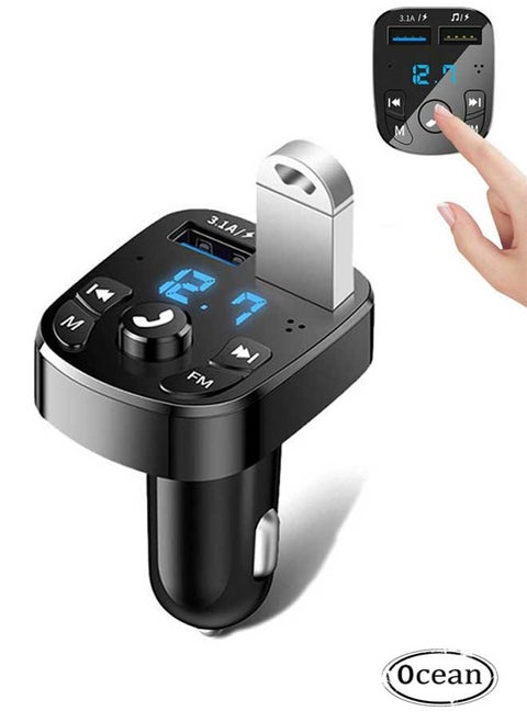 Car Ounted Bluetooth MP3 Player, FM Transmitter, Supports Multiple Audio Modes For Playback, Comes With Dual USB Charging, Stable On Both Sides With Anti Slip Shrapnel