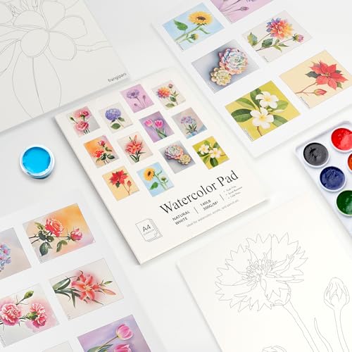 RGBMIX 12 Sheets Flower Watercolor Paper Book 9x12'' Watercoloring Paper Pad Arts 100% Cotton Water Coloring Pad Paint Stress-Relief Painting Art Painting Supplies Ideal for Beginners - Image 4