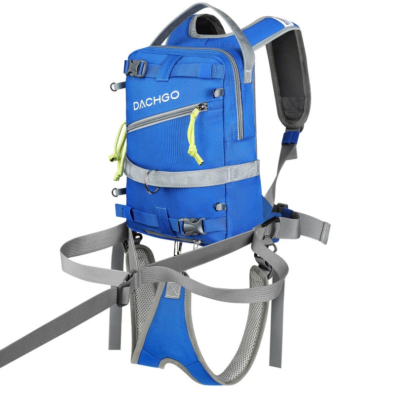 Dachgo Ski and Snowboard Harness with Training Leash for Kids - Teach Your Child The Fundamentals of Skiing or Snowboarding (Blue, Backpack with Traning Leash & Seat Harness) - Image 1