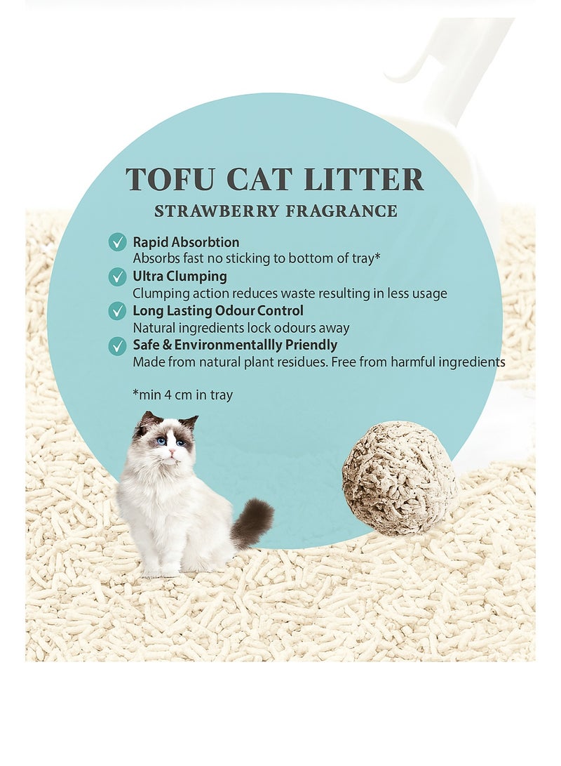 Bioline Combo Offer – Bioline Tofu Cat Litter 7L (Strawberry Fragrance) + Moderna Cat Litter Scoop | Clumping, Odour Control & Eco-Friendly - Image 2