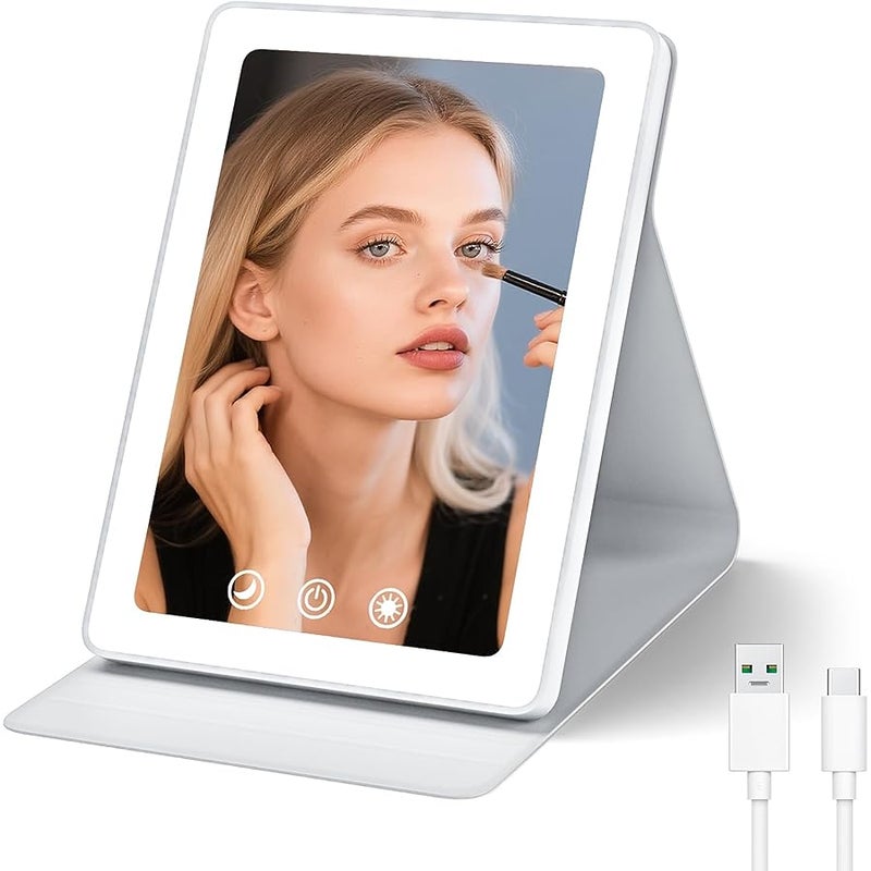 فينيجو Travel Makeup Mirror, Portable LED Lighted Makeup Mirror, Rechargeable 1800mAh Battery, 2 Light Settings, USB-Powered Travel Vanity Mirror - Image 1