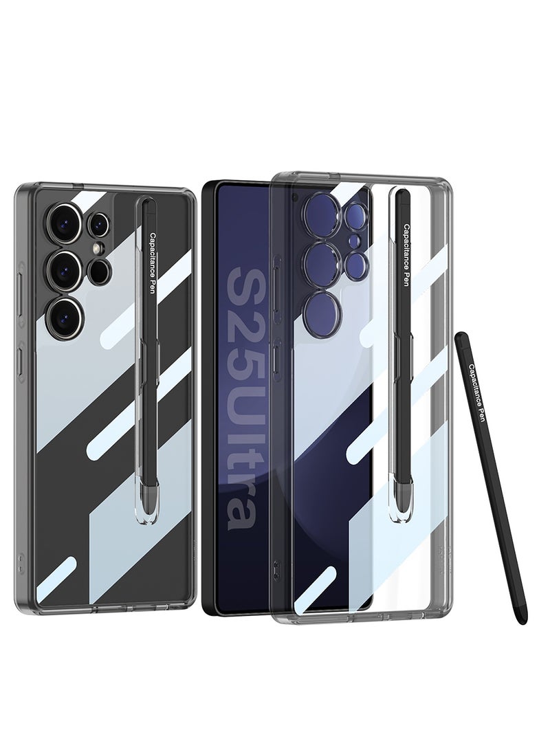 Transparent Crystal Protection Case Compatible with Samsung Galaxy S25 Ultra (2025) All in 1 [S Pen Holder & S Pen] Anti-Yellowing, Shockproof Full Coverage Slim and Hard Phone Cover - S Pen included