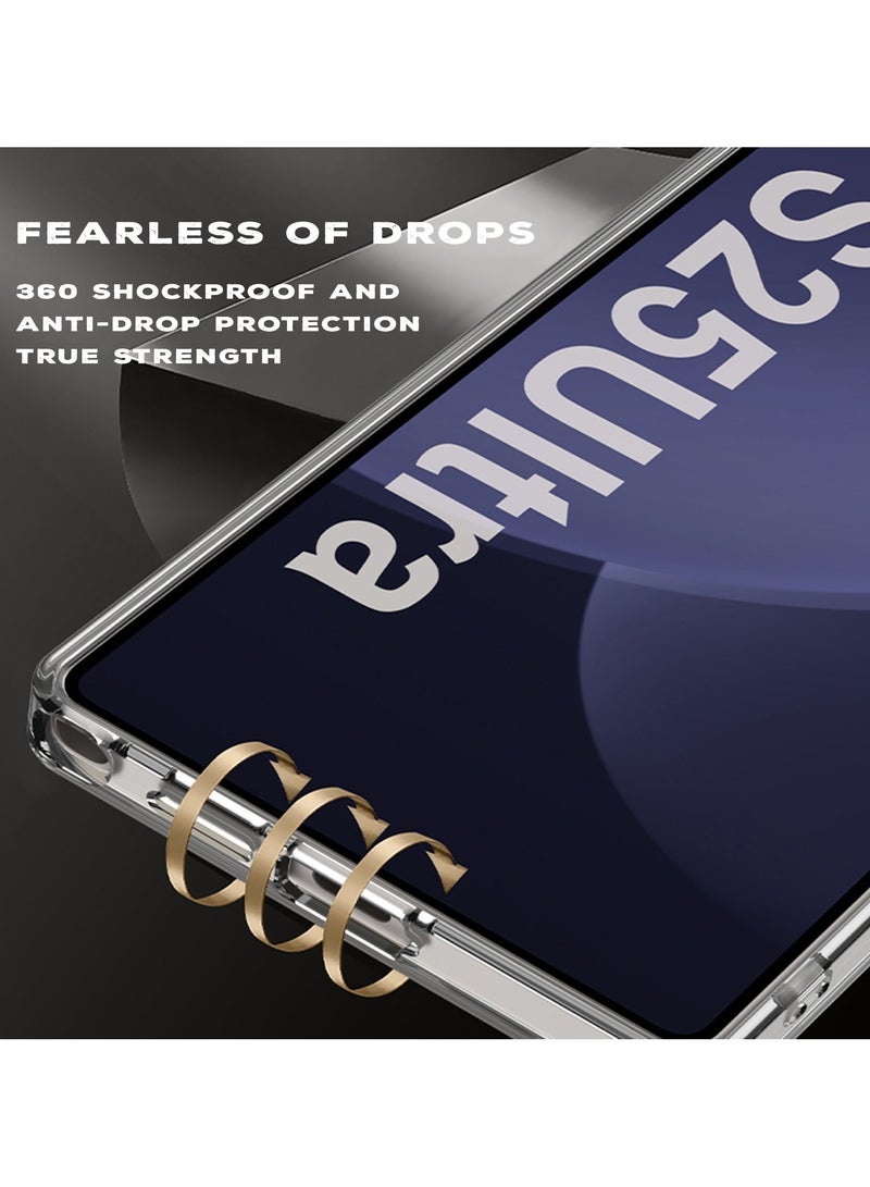 Transparent Crystal Protection Case Compatible with Samsung Galaxy S25 Ultra (2025) All in 1 [S Pen Holder & S Pen] Anti-Yellowing, Shockproof Full Coverage Slim and Hard Phone Cover - S Pen included