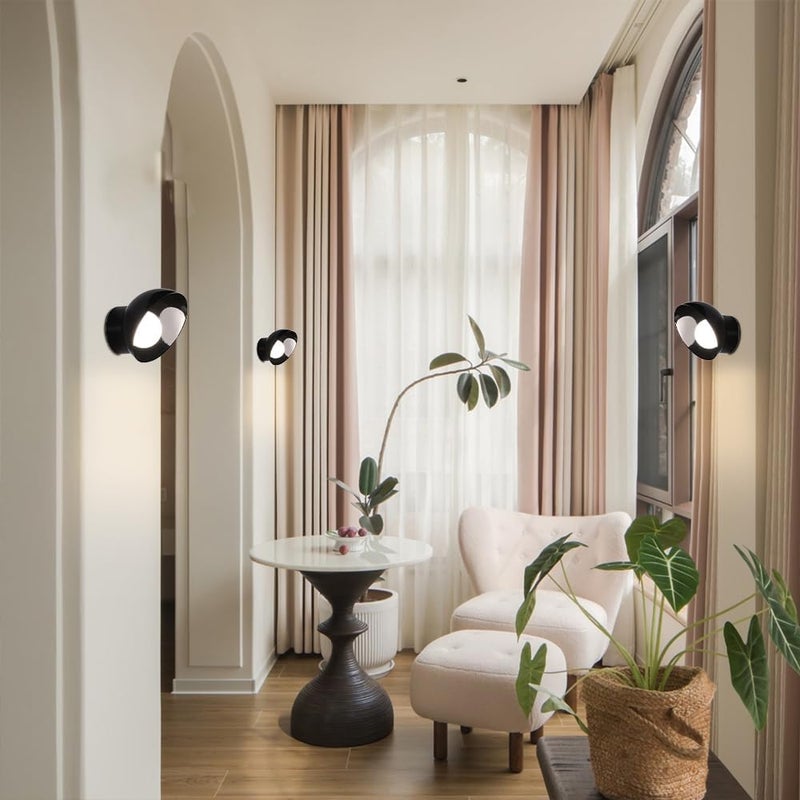 LED Wall Light Modern Sconce Geometric Mounted Lamp, 3W Hardwired Sconces Lighting Indoor Washer for Living Room Bedroom Bedside Hallway, 3 Color Mode (Black) - Image 2
