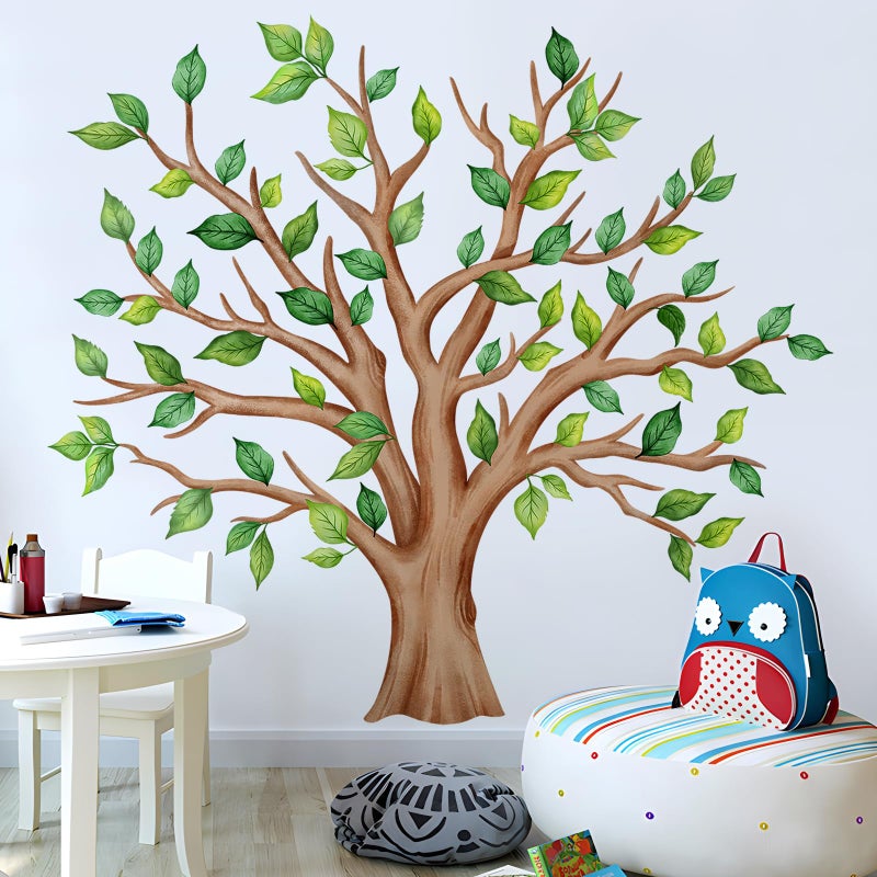 DTLIFEK Giant Green Tree Wall Decals Green Plants Jungle Wall Sticker Flying Leaves Vinyl DIY Removable Peel and Stick Wallpaper for Kids Bedroom Nursery Classroom Sofa Background Home Decoration 2054 - Image 2