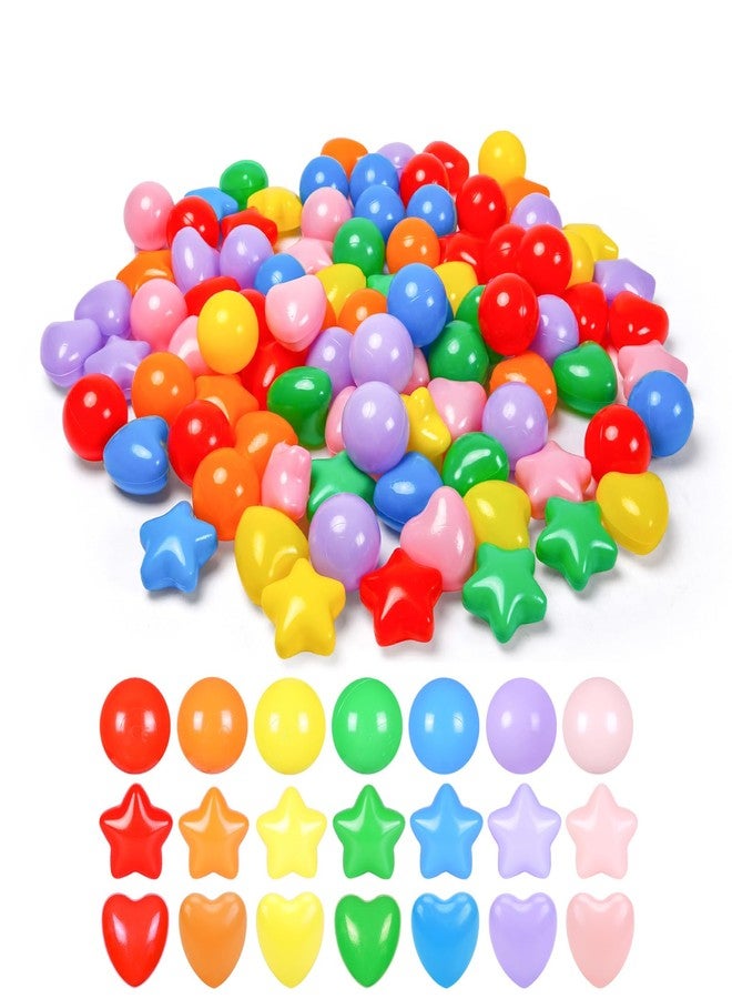 Heopeis 200 Star Ball Pit Balls Hearts for Toddlers Phthalate Free BPA Free Crush Proof Plastic - 7 Bright Colors in Reusable Play Toys for Kids with Storage Bag Indoor Outdoor - Image 1