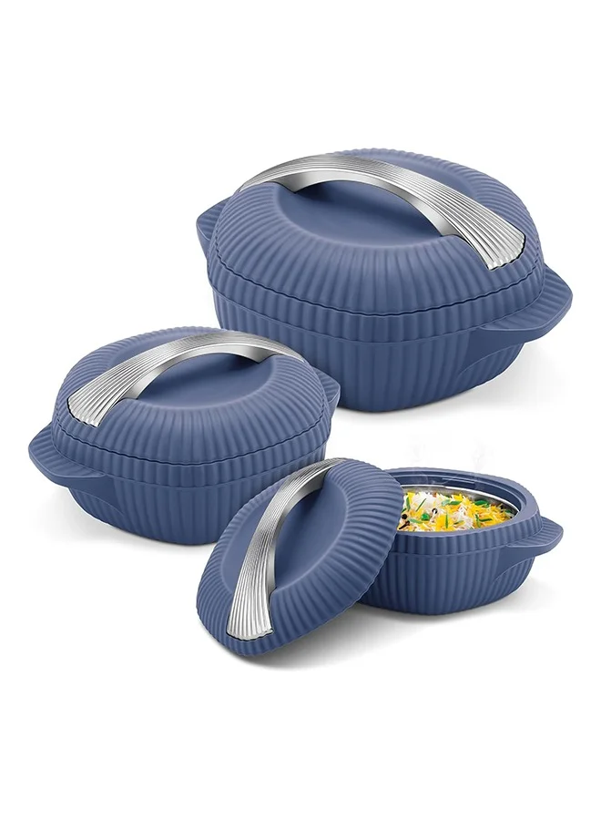 Milton Milton Oyster Jr. Gift Set PU Insulated Casserole, Set of 3 (455 ml, 860 ml, 1275 ml), Royal Blue, BPA Free, Food Grade, Hot and Cold, Easy to Carry, Easy to Store, Chapati, Roti, Curd Maker Royal Blue