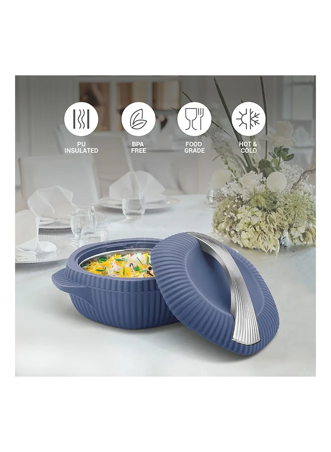 Milton Milton Oyster Jr. Gift Set PU Insulated Casserole, Set of 3 (455 ml, 860 ml, 1275 ml), Royal Blue, BPA Free, Food Grade, Hot and Cold, Easy to Carry, Easy to Store, Chapati, Roti, Curd Maker Royal Blue
