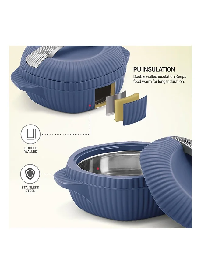 Milton Milton Oyster Jr. Gift Set PU Insulated Casserole, Set of 3 (455 ml, 860 ml, 1275 ml), Royal Blue, BPA Free, Food Grade, Hot and Cold, Easy to Carry, Easy to Store, Chapati, Roti, Curd Maker Royal Blue