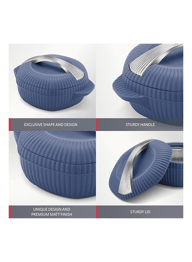 Milton Milton Oyster Jr. Gift Set PU Insulated Casserole, Set of 3 (455 ml, 860 ml, 1275 ml), Royal Blue, BPA Free, Food Grade, Hot and Cold, Easy to Carry, Easy to Store, Chapati, Roti, Curd Maker Royal Blue