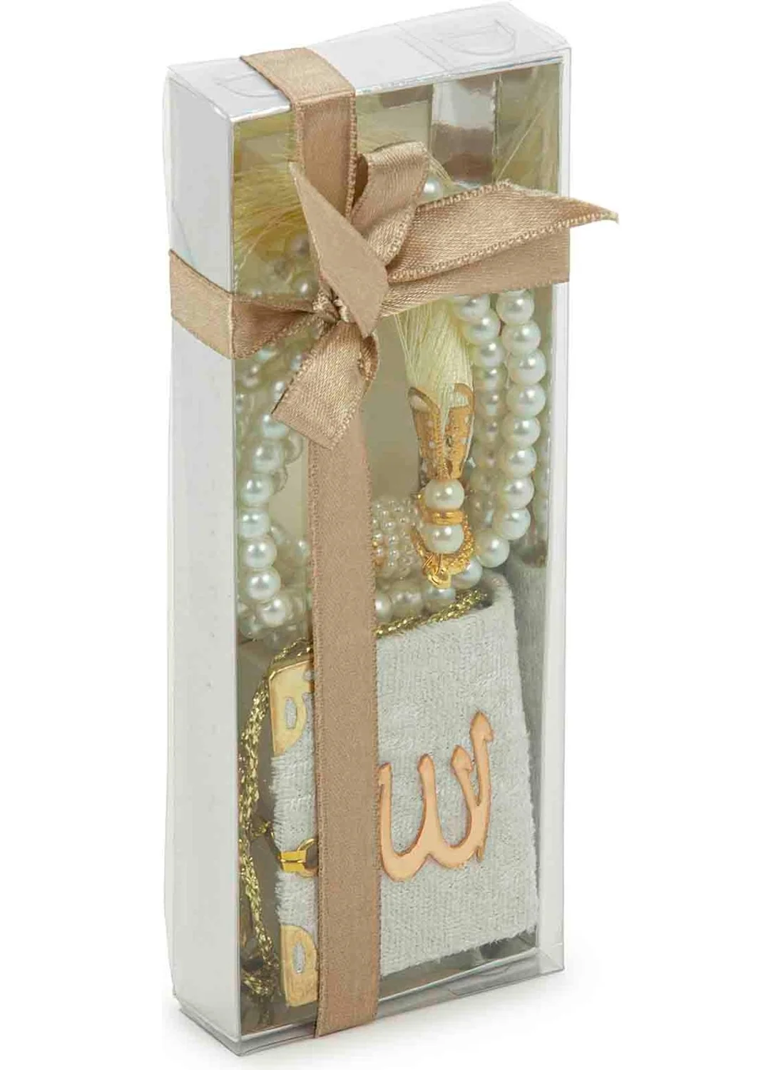 İhvan Online Ihvan Online Pearl Prayer Beads and Mini Velvet Quran Set Mevlüt Gift - White