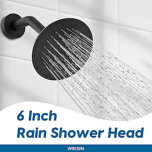 WRISIN Black Shower Faucet Set with Valve, Black Shower Head and Handle Set with 6 Inch High-Pressure Rian Showerhead - Image 3