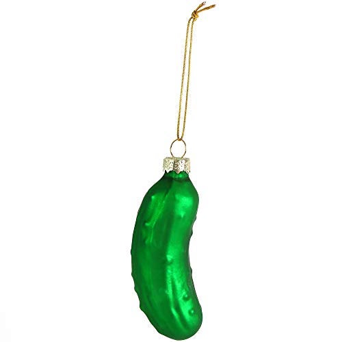 Ornativity Christmas Pickle Tree Ornament - Traditional Glass Blown Green Hanging Pickle Xmas Holiday Decor Ornaments 3.5" - Image 1