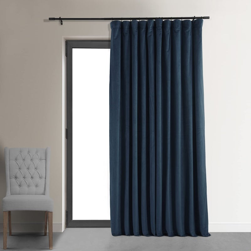 HPD Half Price Drapes HPD Half Price Drapes Signature Velvet Thermal Blackout Curtains for Living Room 108 Inch Long 1 Panel Rod Pocket Insulated Blackout Curtains for Bedroom Window Curtains 100W x 108L Midnight Blue 