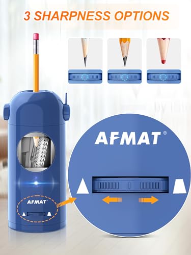 AFMAT PSX5 Electric Pencil Sharpener for Colored Pencils 7-11.5mm, Fully Automatic Robot Pencil Sharpeners, Rechargeable Hands-Free Pencil Sharpener for Large Pencils, Home, Classroom, Blue - Image 4