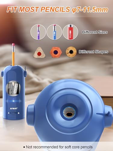 AFMAT PSX5 Electric Pencil Sharpener for Colored Pencils 7-11.5mm, Fully Automatic Robot Pencil Sharpeners, Rechargeable Hands-Free Pencil Sharpener for Large Pencils, Home, Classroom, Blue - Image 3