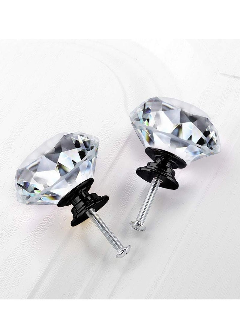 Y&D 10 Pack Dresser Drawer Cabinet Knobs 30 mm Diamond Shaped Crystal Glass Pulls for Kitchen Wardrobe Cupboard - Image 5