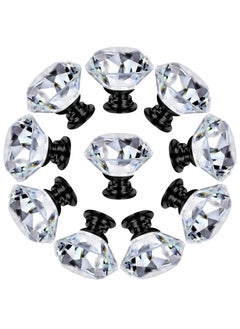 Y&D 10 Pack Dresser Drawer Cabinet Knobs 30 mm Diamond Shaped Crystal Glass Pulls for Kitchen Wardrobe Cupboard  - Image 1