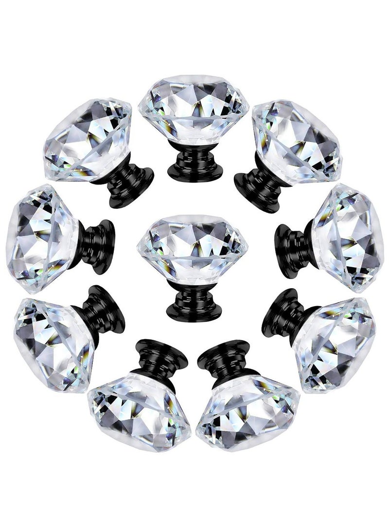 Y&D 10 Pack Dresser Drawer Cabinet Knobs 30 mm Diamond Shaped Crystal Glass Pulls for Kitchen Wardrobe Cupboard - Image 1