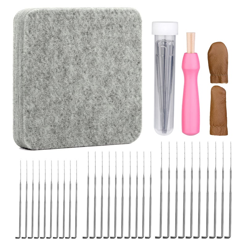 Mayboos Needle Felting Kit,Needle Felting Pad,Needle Felting Tool with 6"x6"Needle Felting Mat,Felting Needles for Wool,Leather Finger Guards,Good for Any Felting - Image 1