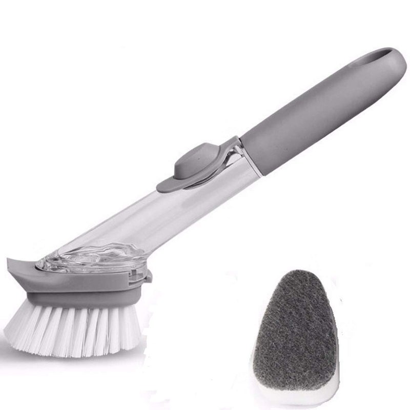 Istara Decontamination Automatic Liquid Tank Kitchen Cleaning Brush Scrubber Dish Bowl Washing Sponge with Refill Liquid Soap Dispenser Kitchen Pot Cleaner Tool Handle Sponge with Wok Brush - Image 1