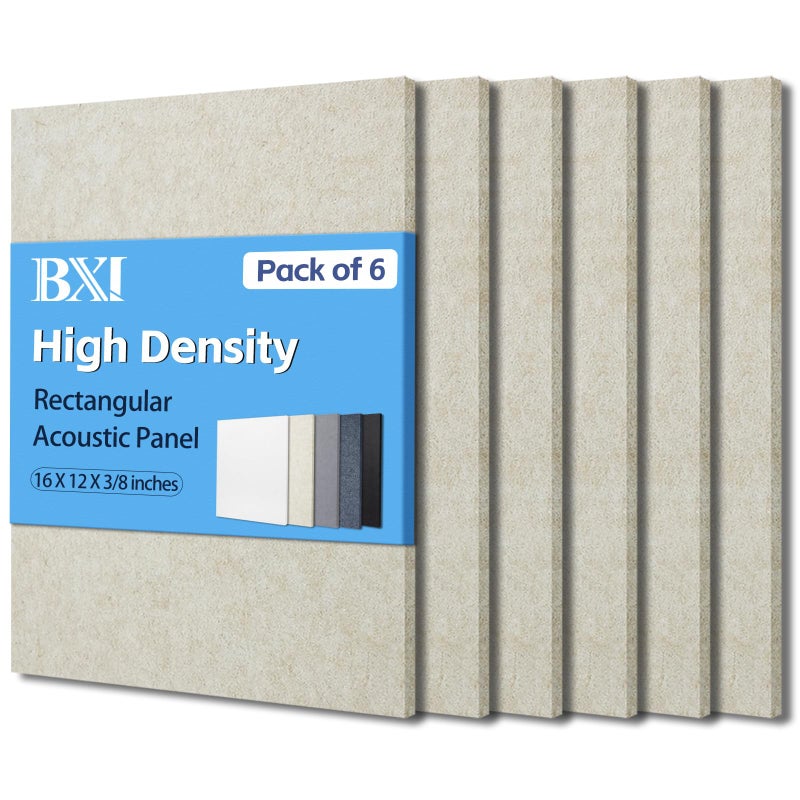BXI Sound Absorber - 16 X 12 X 3/8 Inches 6 Pack High Density Acoustic Absorption Panel, Sound Absorbing Panels Reduce Echo Reverb, Tackable Acoustic Panels for Wall and Ceiling Acoustic Treatment - Image 1