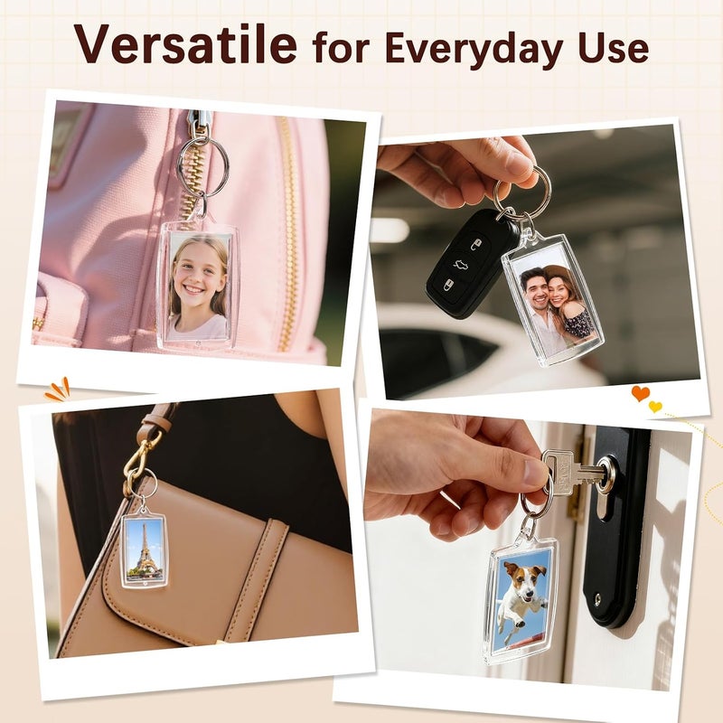 BBeary Acrylic Photo Keychains – Clear Blank Picture Holder with Rings Fits 1.83 x 1.28 Inch Photos for DIY Crafts - Image 4