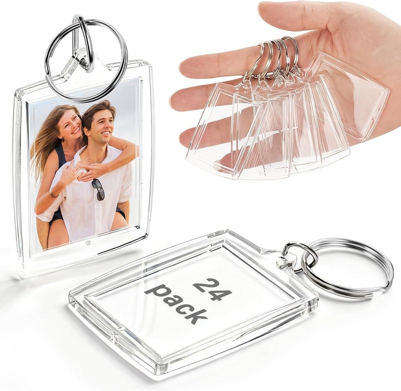 BBeary Acrylic Photo Keychains – Clear Blank Picture Holder with Rings Fits 1.83 x 1.28 Inch Photos for DIY Crafts - Image 1