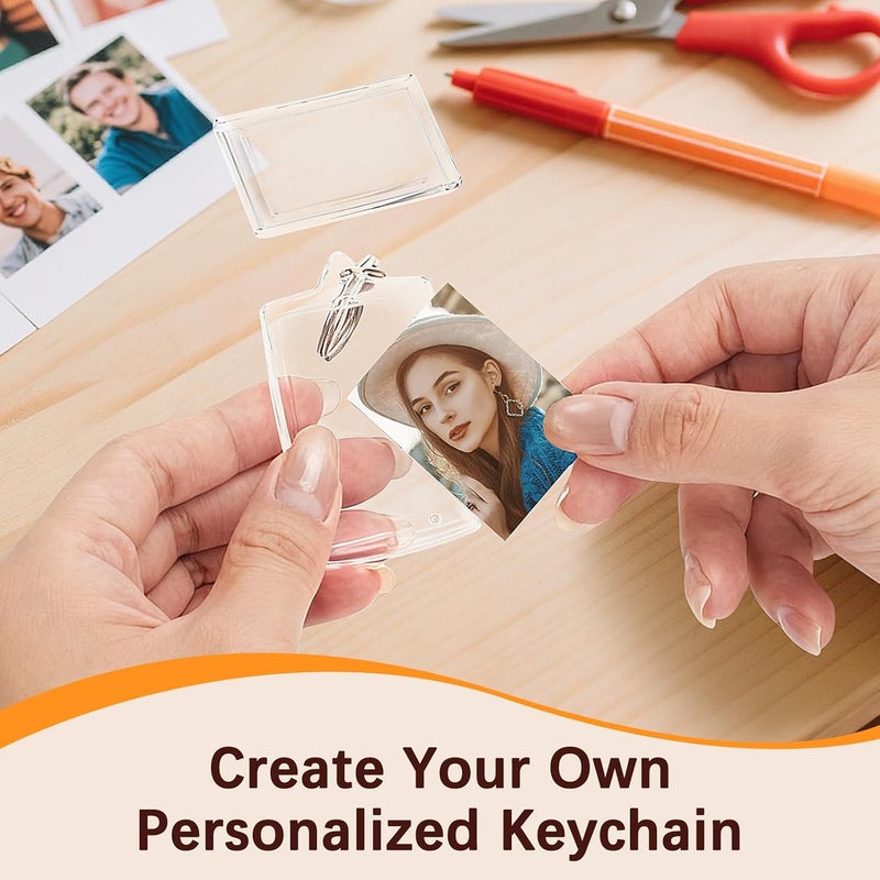 BBeary Acrylic Photo Keychains – Clear Blank Picture Holder with Rings Fits 1.83 x 1.28 Inch Photos for DIY Crafts - Image 3
