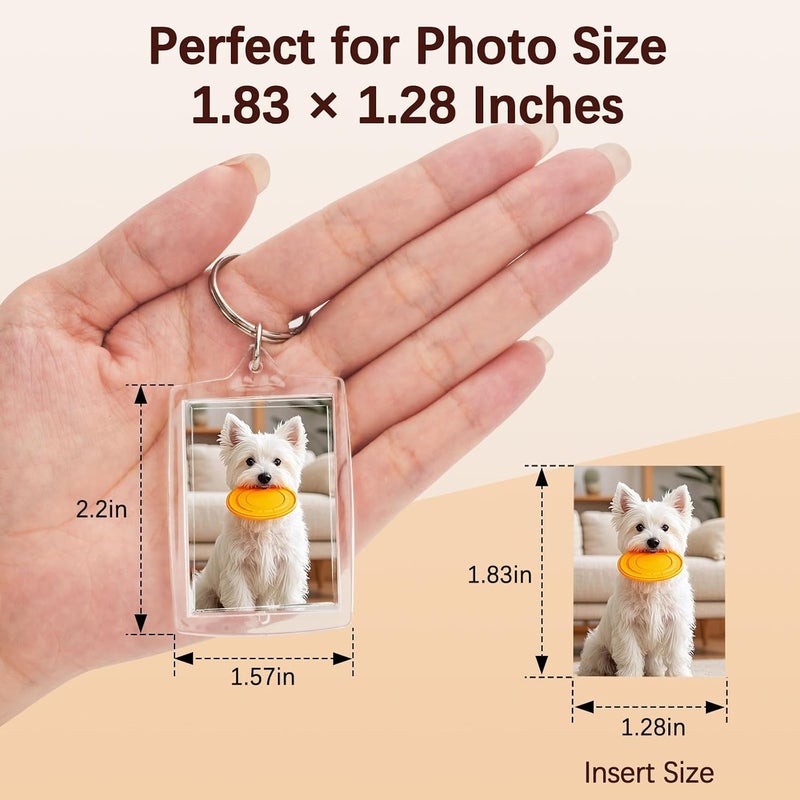 BBeary Acrylic Photo Keychains – Clear Blank Picture Holder with Rings Fits 1.83 x 1.28 Inch Photos for DIY Crafts - Image 2