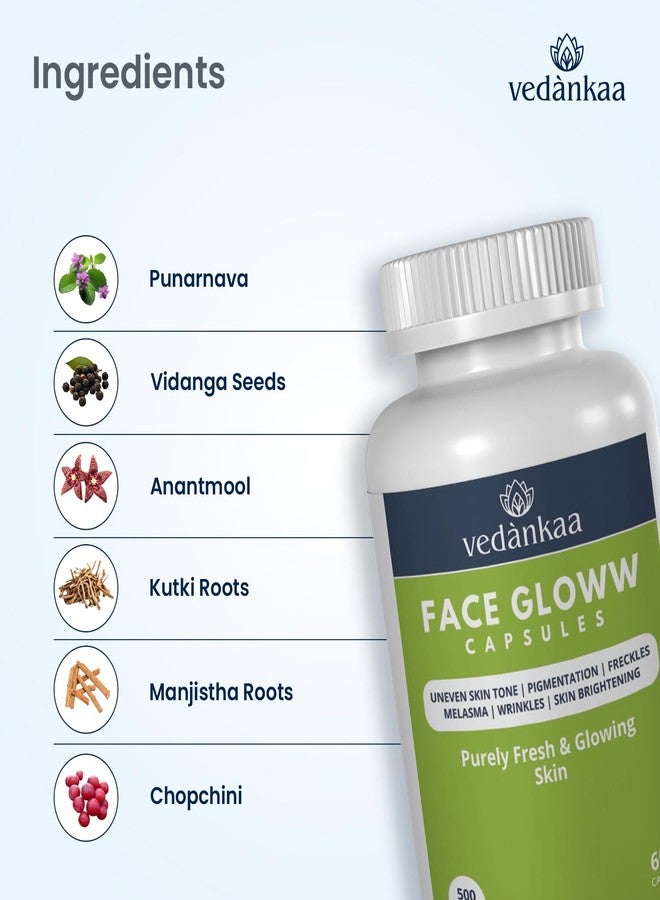 vedànkaa Vedankaa Face Glow Capsules for Pigmentation & Skin Brightening | 60 Caps - Image 4