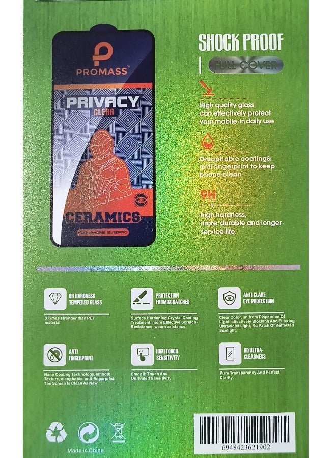 بروماس حامي شاشة سيراميك خصوصية عالي الدقة من Promass لجهاز iPhone Xs Max - مقاوم للصدمات، مضاد للتوهج، تغطية كاملة - Image 2