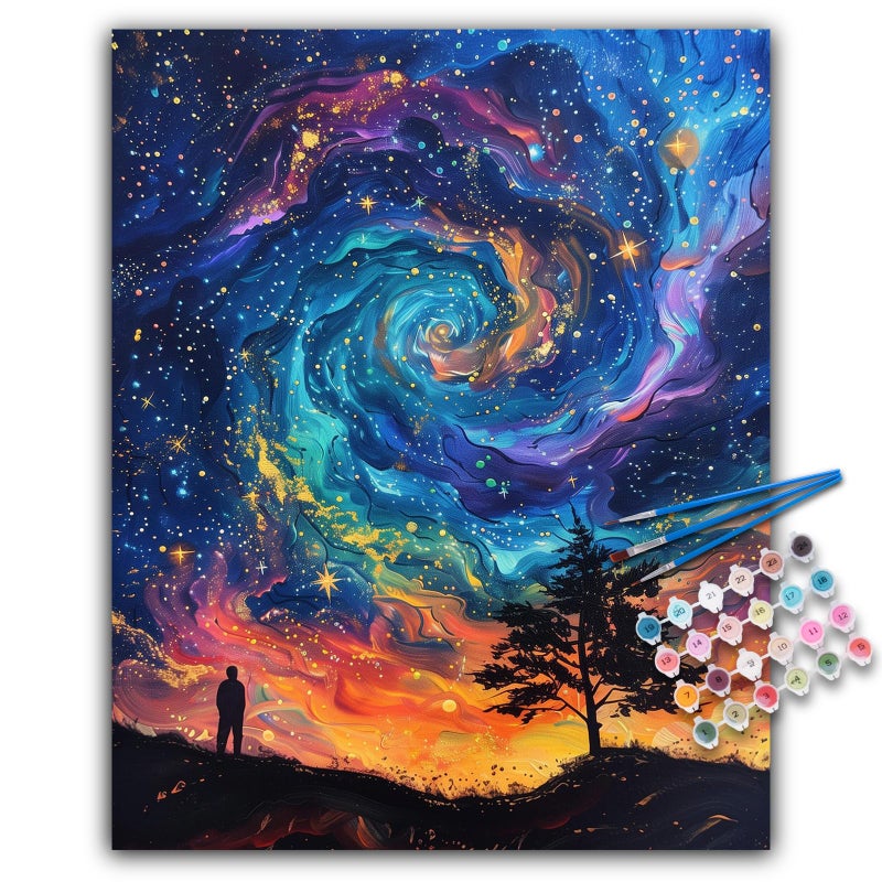 Camocin Paint by Numbers Kit for Adults Beginner Starry Sky Acrylic Adult Paint by Number Kits on Canvas Fantasy Landscape Watercolor Oil Number Painting for Adults Perfect for Home Decor Gift 16x20 - Image 2