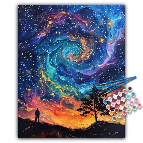 Camocin Paint by Numbers Kit for Adults Beginner Starry Sky Acrylic Adult Paint by Number Kits on Canvas Fantasy Landscape Watercolor Oil Number Painting for Adults Perfect for Home Decor Gift 16x20 - Image 1