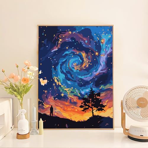 Camocin Paint by Numbers Kit for Adults Beginner Starry Sky Acrylic Adult Paint by Number Kits on Canvas Fantasy Landscape Watercolor Oil Number Painting for Adults Perfect for Home Decor Gift 16x20 - Image 3