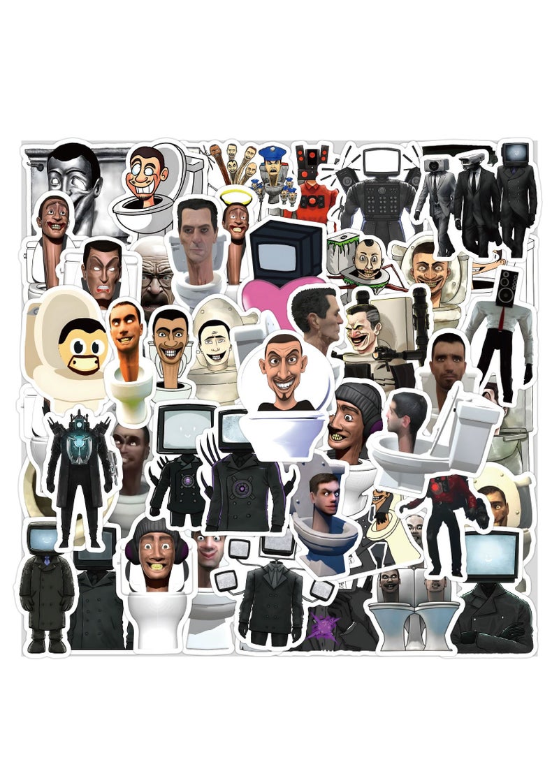 50 Pcs Random Toilet Man And Monitor Skibidi Toilet Game Cartoon Water Cup Waterproof Decoration Graffiti Stickers For Laptop Water Bottle Phone Skateboard Bike  - Image 1