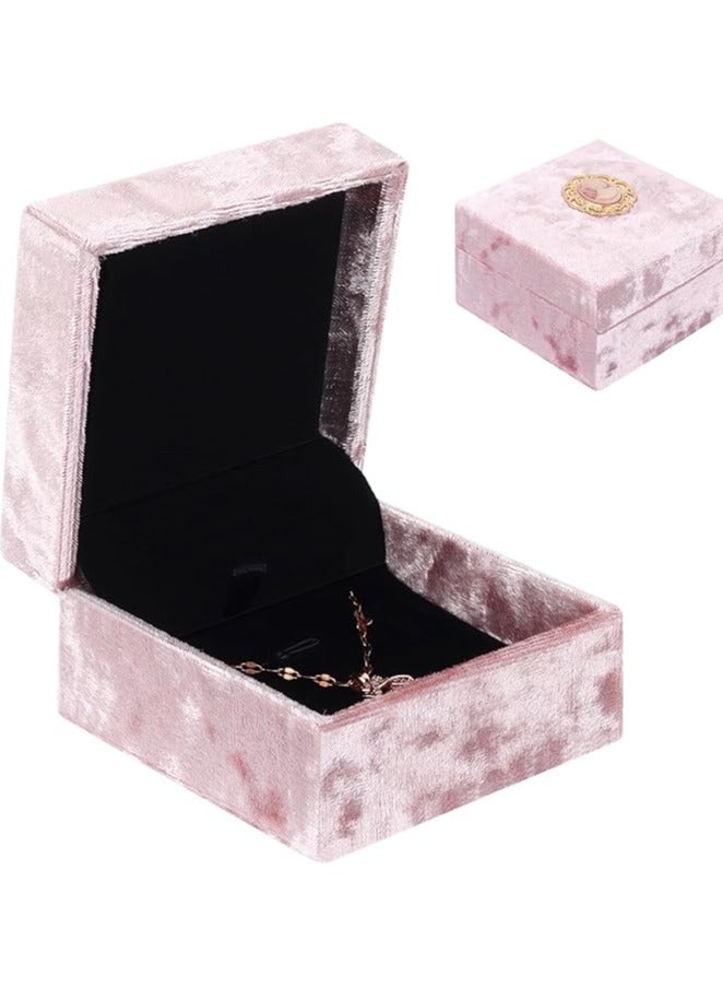 DesignSter Pendant Necklace Gift Box,Necklace Pendant Box for Jewellery Gift Boxes,Vintage Necklace Display Case for Engagement, Anniversary, Ceremony,Pink - Image 1