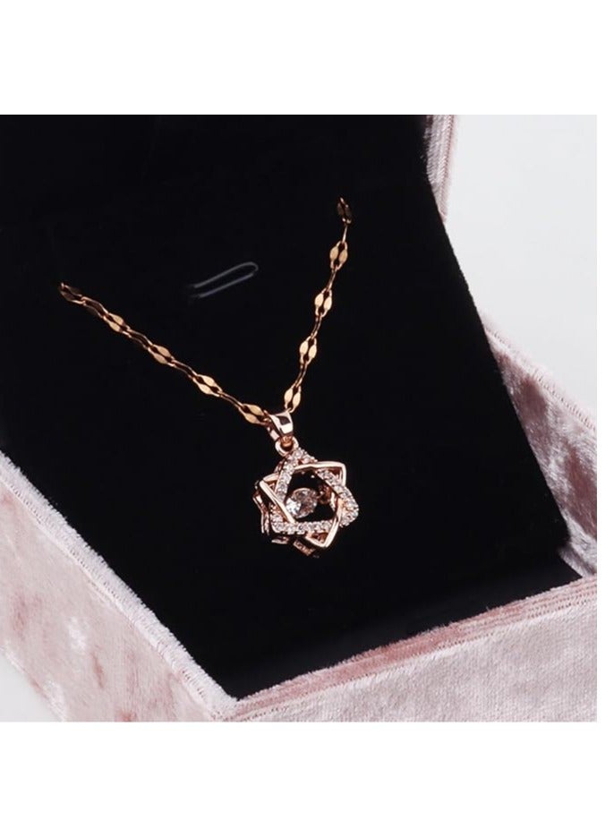 DesignSter Pendant Necklace Gift Box,Necklace Pendant Box for Jewellery Gift Boxes,Vintage Necklace Display Case for Engagement, Anniversary, Ceremony,Pink - Image 2