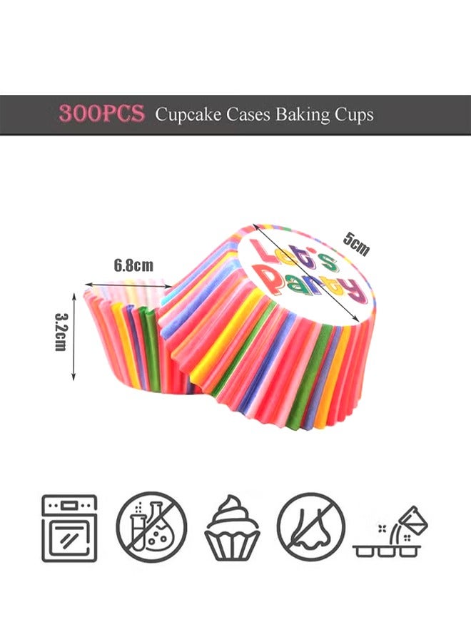 300pcs Colorful Cupcake Cases Paper Baking Cups, Muffin Cases for Baking - Muffin  Cupcake Liners Wrappers Cases, Cupcake Decorations Supplies for Holiday, Boys Girls Birthday, Wedding, Hen Party - Image 2