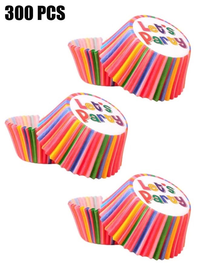 300pcs Colorful Cupcake Cases Paper Baking Cups, Muffin Cases for Baking - Muffin  Cupcake Liners Wrappers Cases, Cupcake Decorations Supplies for Holiday, Boys Girls Birthday, Wedding, Hen Party - Image 1