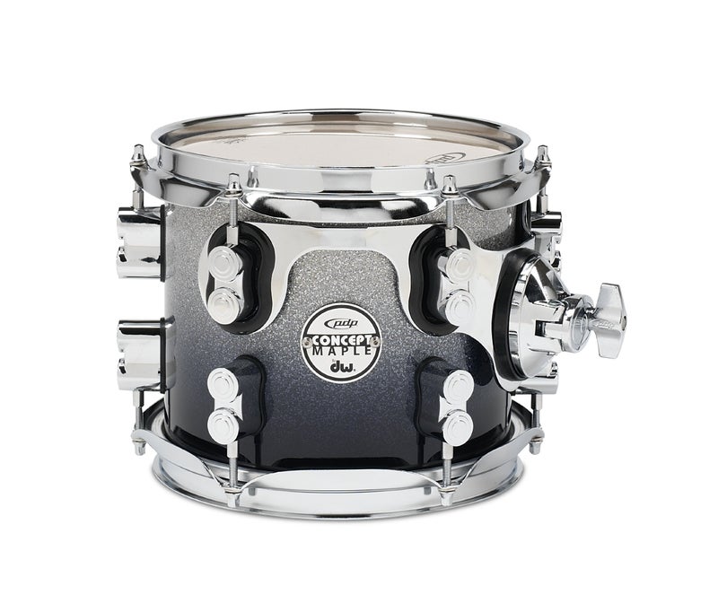 Pacific Drums PDCM0708STSB 7 x 8 Inches Tom with Chrome Hardware - Silver to Black Fade - Image 2