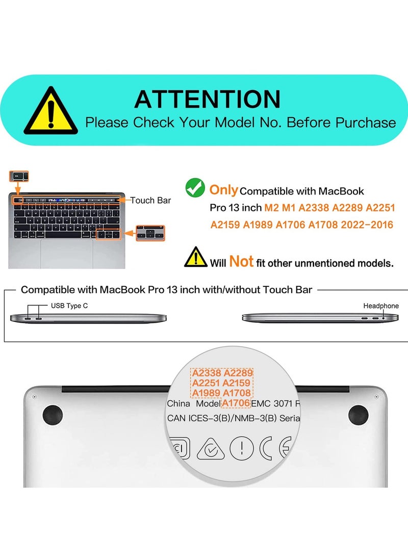 MacBook Pro 13 Inch Case 2016-2023 Release M2 Chip A2338/ M1 A2251 A2289 A2159 A1989 A1706 A1708 - Anti-Cracking Anti-Fingerprint Hard Shell - Soft TPU Bumper + PC - Frosted (Clear/Black) - Image 2