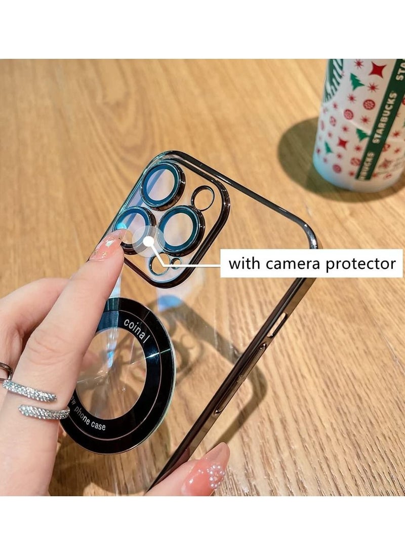 Color Fans for iPhone 13 Pro Case Magnetic Compatible with Magsafe Glass Lens Camera Protector Logo View Hard Luxury Phone Case for Women Men Transparent Cover Purple  - Image 3