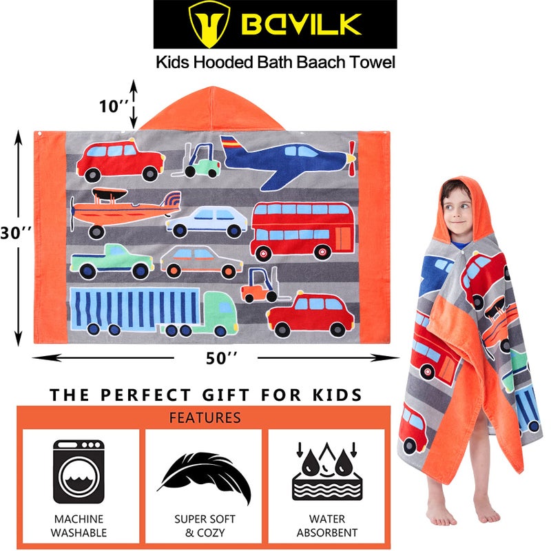 Bavilk Kids Bath Towels, Kids Towel Girls Boys Hooded Beach,Bathroom,Pool Swim Towels 30 Ã— 50 INCH Large Size Ultra Absorbent Cute Cartoon Animal Full Vitality 100% Cotton Wearable Wrap for Child - Image 3