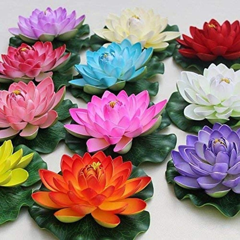 Everbuy Artificial Floating Lotus Flowers for Home Decoration and Craft Random Color 8 Pieces - Image 2