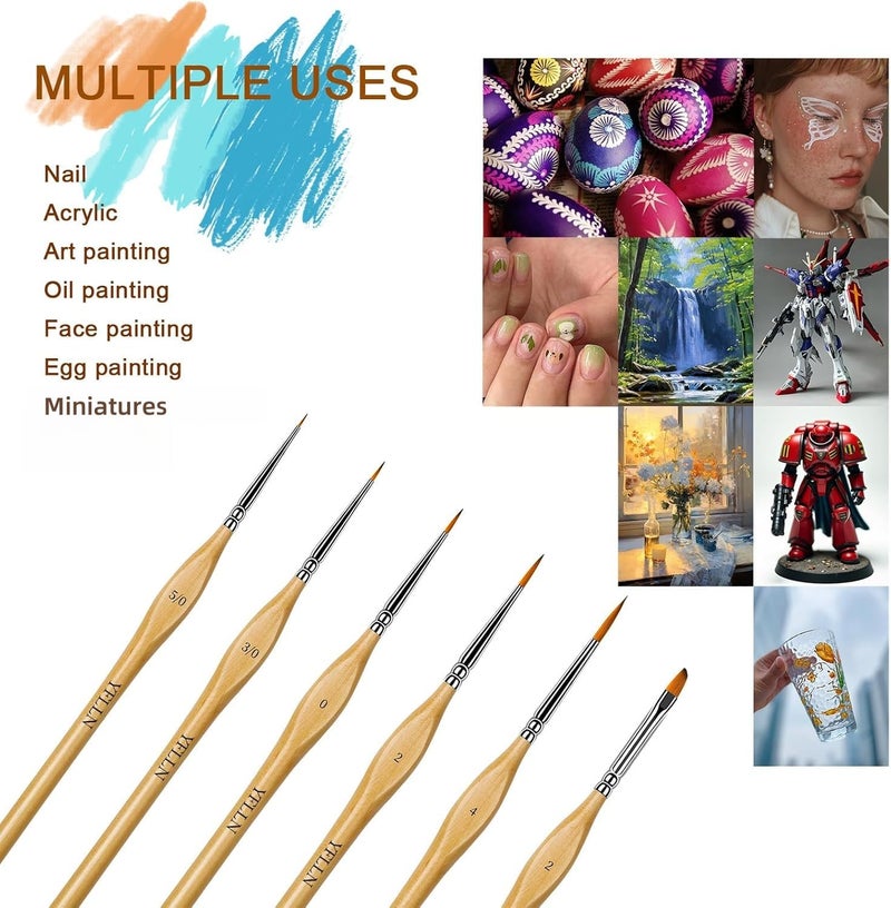 YFLLN 6Pcs Miniature Paint Brushes Set with Triangular Handles - for Acrylics, Oils, Watercolors & Paint by Number, Figurine - Image 5