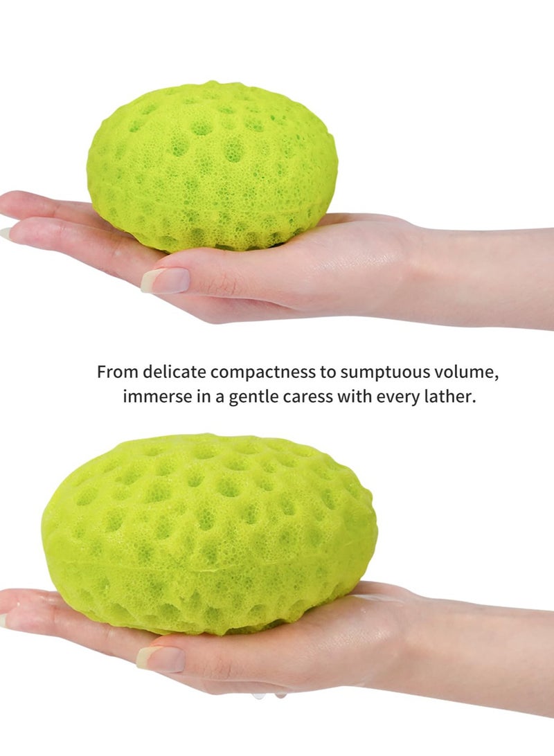 (2pec)Bath Sponge Set: Luxurious Two-Color - Vibrant Lemon Yellow and Fresh Morning Dew Lime Green, Ultra-Soft Eco-Friendly Material, Expandable Art - Image 3