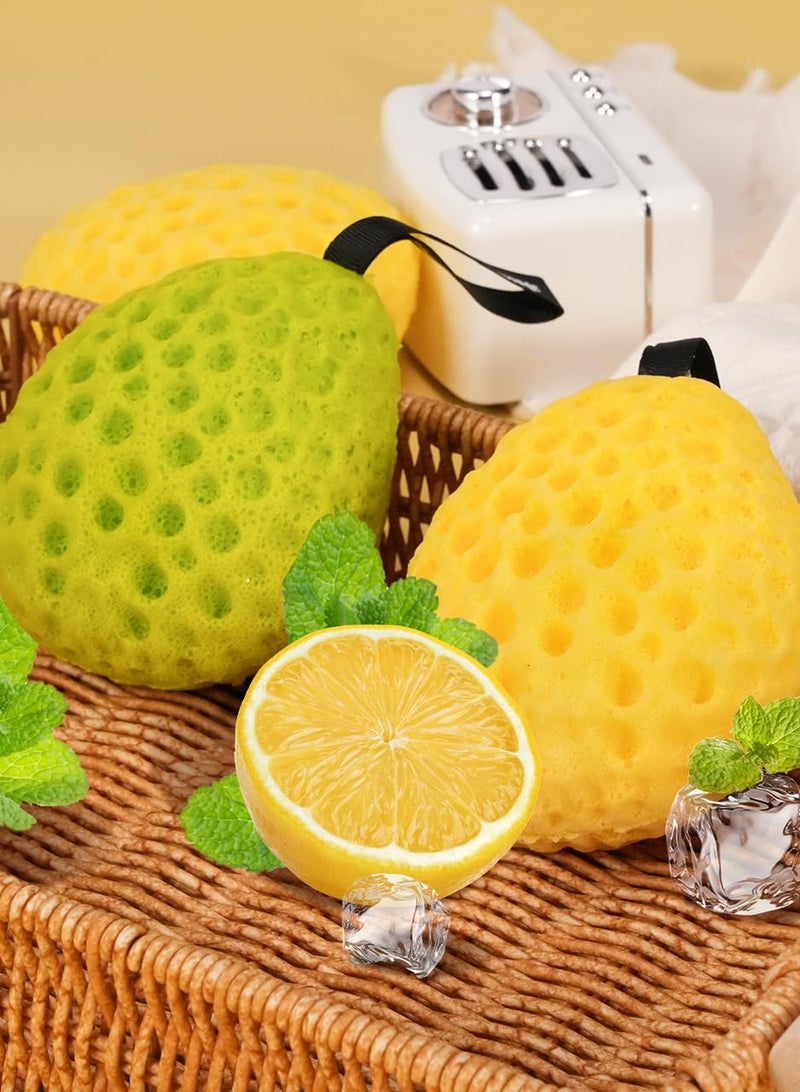 (2pec)Bath Sponge Set: Luxurious Two-Color - Vibrant Lemon Yellow and Fresh Morning Dew Lime Green, Ultra-Soft Eco-Friendly Material, Expandable Art - Image 4