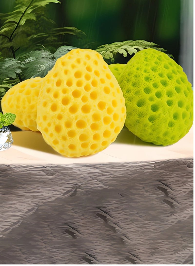 (2pec)Bath Sponge Set: Luxurious Two-Color - Vibrant Lemon Yellow and Fresh Morning Dew Lime Green, Ultra-Soft Eco-Friendly Material, Expandable Art - Image 5