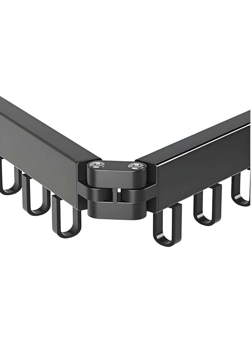 HOME DWELL Wall Mounted Folding Clothes Hanger Rack | Heavy Duty Swivel Arm with Multi-Hooks | Space Saving Closet Organizer for Laundry Room, Bedroom & Balcony - Black - Image 2